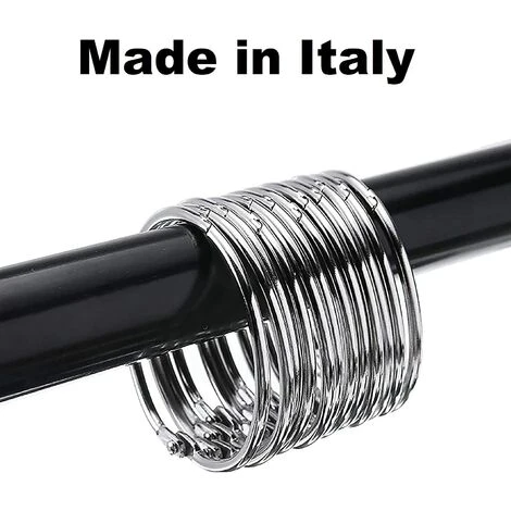 DECKON 20 Anneaux De Rideaux Douche Avec Crochet En Métal – Fabriqués En Italie – Anneau Circulaire Ouvrable De 50 Mm Pour Rideaux, Salle De Bain, Maison, Classeurs – Couleur Métallique 3 DECKON 20 Anneaux De Rideaux Douche Avec Crochet En Métal – Fabriqués En Italie – Anneau Circulaire Ouvrable De 50 Mm Pour Rideaux, Salle De Bain, Maison, Classeurs – Couleur Métallique – Image 3