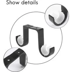 Support Pour Tringle à Rideau Mural Double Support Tringle Rideaux Plafond En Alliage D'Aluminium Antirouille Approprié Tringle Noir 2Pcs,Betterlife -Rideau et tringle Soldes 2024 53226256 5