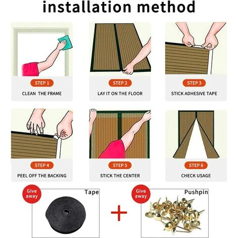 DENUOTOP Magnétique Rideau De Porte Antimoustique Moustiquaire De Porte Avec Fermeture Aimantée Sans Perçage Pour (100 * 210cm) 4 DENUOTOP Magnétique Rideau De Porte Antimoustique Moustiquaire De Porte Avec Fermeture Aimantée Sans Perçage Pour (100 * 210cm) – Image 4