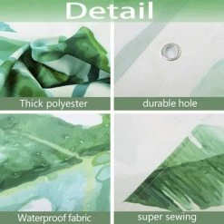Rideau De Douche Jungle Tropical Paume Plant Rideaux De Douche Originaux Anti Moisissure Vert Tissu Avec 12 Crochets (90cm *180cm) GrooFoo -Rideau et tringle Soldes 2024 53475506 5
