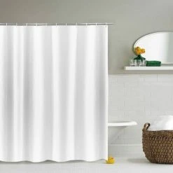 RIDEAU DE DOUCHE EXTRA LONGUEUR Hauteur Blanc Pour La Salle De Bain, Rideau De Salle De Bain Large En Polyester Anti-moisissure, Imperméable Pour La Baignoire, Largeur 180 X Hauteur 220cm GrooFoo
