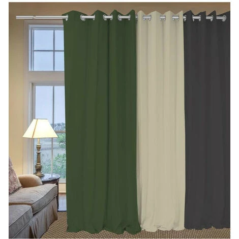 SOLEIL D'OCRE Rideau à Oeillets Pur Coton 135x250 Cm PANAMA Vert - Vert 2 SOLEIL D'OCRE Rideau à Oeillets Pur Coton 135x250 Cm PANAMA Vert - Vert – Image 2