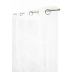 RIDEAUDISCOUNT Voilage 140 X 240 Cm à Œillets Effet Naturel Uni Blanc - Blanc