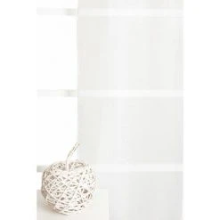 RIDEAUDISCOUNT Voilage 140 X 240 Cm à Œillets Effet Naturel Uni Blanc - Blanc -Rideau et tringle Soldes 2024 53628468 4