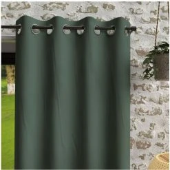 Rideau à Oeillets En Microfibre Lavée 135x180 Cm BOHEME Kaki, Par Soleil D'Ocre - Vert