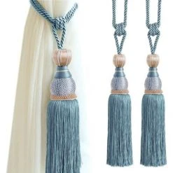 VERSAILLESFR Embrasses De Rideaux Tressées à La Main - Une Paire De Glands - Accessoires Décoratifs Pour Fenêtre De Maison - Boucle De Rideau - Bleu Paon - Lot De 2 77cm,Versailles