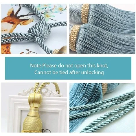 VERSAILLESFR Embrasses De Rideaux Tressées à La Main - Une Paire De Glands - Accessoires Décoratifs Pour Fenêtre De Maison - Boucle De Rideau - Bleu Paon - Lot De 2 77cm,Versailles 3 VERSAILLESFR Embrasses De Rideaux Tressées à La Main - Une Paire De Glands - Accessoires Décoratifs Pour Fenêtre De Maison - Boucle De Rideau - Bleu Paon - Lot De 2 77cm,Versailles – Image 3