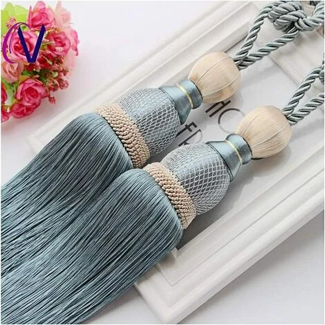 VERSAILLESFR Embrasses De Rideaux Tressées à La Main - Une Paire De Glands - Accessoires Décoratifs Pour Fenêtre De Maison - Boucle De Rideau - Bleu Paon - Lot De 2 77cm,Versailles 4 VERSAILLESFR Embrasses De Rideaux Tressées à La Main - Une Paire De Glands - Accessoires Décoratifs Pour Fenêtre De Maison - Boucle De Rideau - Bleu Paon - Lot De 2 77cm,Versailles – Image 4