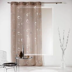 HOMEMAISON Voilage Tamisant Aux Impressions Argentées Taupe 140 X 240 Cm