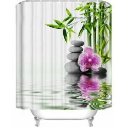 Rideau De Douche Guirlande Lac Bambou Motif Zen En 180 X 200 Cm FUIENKO