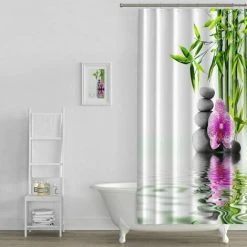 Rideau De Douche Guirlande Lac Bambou Motif Zen En 180 X 200 Cm FUIENKO -Rideau et tringle Soldes 2024 54329311 4