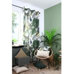LOVELY CASA Rideau à œillets 140x260 Cm Mungo Coton - Vert -Rideau et tringle Soldes 2024 54331585 3