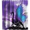 CADEAUX Ensemble De Décoration De Salle De Bain En Tissu De Rideau De Douche Dragon Violet Avec Crochets Lavable 59 X 70 Pouces Bleu (1 Pièce)