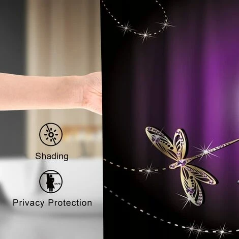 CADEAUX Ensemble De Décoration De Salle De Bain En Tissu De Rideau De Douche Dragon Violet Avec Crochets Lavable 59 X 70 Pouces Bleu (1 Pièce) 4 CADEAUX Ensemble De Décoration De Salle De Bain En Tissu De Rideau De Douche Dragon Violet Avec Crochets Lavable 59 X 70 Pouces Bleu (1 Pièce) – Image 4