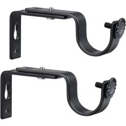 Supports De Tringle à Rideau Réglable Support De Barre De Rideau 20-28mm (Noir) 2pcs，Starlight