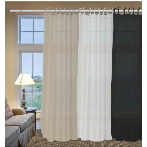 SOLEIL D'OCRE Voilage En Coton Avec Nouettes 140x240 Cm PANAMA écru - Ecru 2 SOLEIL D'OCRE Voilage En Coton Avec Nouettes 140x240 Cm PANAMA écru - Ecru – Image 2