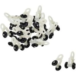 ENLENK 20pcs Glisseur Rail Rideaux Roulette Crochet Roue Rideaux Coulissant Poulie Pour Fenêtre Voilage Galet En Plastique Noir Blanc