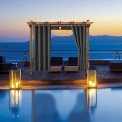 Ensoleillé Rideaux Extérieurs Jardin Patio Gazebo Rideau Occultant Coupe-vent Protection UV Résistant à La Moisissure, Rideaux -Rideau et tringle Soldes 2024 55285671 3