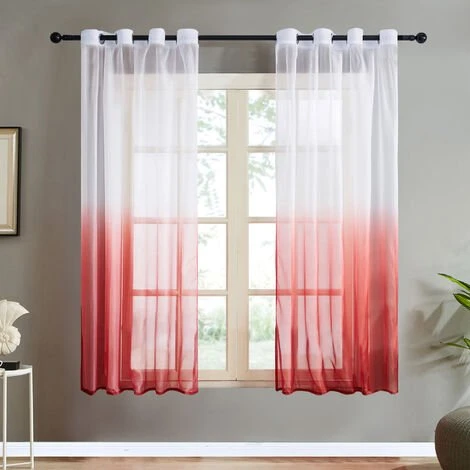 TOPFINEL Rideaux Voilage Rouge Dégradé Décoration Chambre Salon Moderne Voile Ombre De Fenêtre Semi-Transparent à Oeillets, 140(Largeur) X160(Hauteur) Cm - Lot De 2 1 TOPFINEL Rideaux Voilage Rouge Dégradé Décoration Chambre Salon Moderne Voile Ombre De Fenêtre Semi-Transparent à Oeillets, 140(Largeur) X160(Hauteur) Cm - Lot De 2