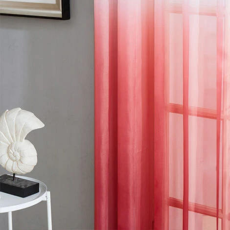 TOPFINEL Rideaux Voilage Rouge Dégradé Décoration Chambre Salon Moderne Voile Ombre De Fenêtre Semi-Transparent à Oeillets, 140(Largeur) X160(Hauteur) Cm - Lot De 2 4 TOPFINEL Rideaux Voilage Rouge Dégradé Décoration Chambre Salon Moderne Voile Ombre De Fenêtre Semi-Transparent à Oeillets, 140(Largeur) X160(Hauteur) Cm - Lot De 2 – Image 4