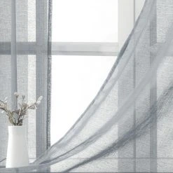 TOPFINEL Rideau Voilage Gris En Effet Lin 140x200cm A Oeillets - Rideaux Voilage Decoration Chambre Semi-Transparent - Rideau Cuisine - Lot De 2 8 TOPFINEL Rideau Voilage Gris En Effet Lin 140x200cm A Oeillets - Rideaux Voilage Decoration Chambre Semi-Transparent - Rideau Cuisine - Lot De 2 -Rideau et tringle Soldes 2024 55391715 4