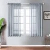 TOPFINEL Rideau Passant Tringle 140x160cm Voilage Gris Foncé Transparent En Effet Lin Décoration D'intérieur De Fenêtre De Salon Chambre Cuisine - 2 Panneaux