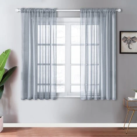 TOPFINEL Rideau Passant Tringle 140x160cm Voilage Gris Foncé Transparent En Effet Lin Décoration D'intérieur De Fenêtre De Salon Chambre Cuisine - 2 Panneaux 1 TOPFINEL Rideau Passant Tringle 140x160cm Voilage Gris Foncé Transparent En Effet Lin Décoration D'intérieur De Fenêtre De Salon Chambre Cuisine - 2 Panneaux