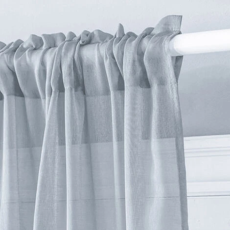 TOPFINEL Rideau Passant Tringle 140x160cm Voilage Gris Foncé Transparent En Effet Lin Décoration D'intérieur De Fenêtre De Salon Chambre Cuisine - 2 Panneaux 2 TOPFINEL Rideau Passant Tringle 140x160cm Voilage Gris Foncé Transparent En Effet Lin Décoration D'intérieur De Fenêtre De Salon Chambre Cuisine - 2 Panneaux – Image 2