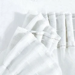 TOPFINEL Rideau Voilage Blanc En Effet Lin 140x145cm Galon Fronceur - Rideaux Voilage Decoration Chambre Semi-Transparent - Rideau Cuisine - Lot De 2 -Rideau et tringle Soldes 2024 55391729 3