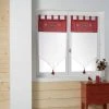 1001KDO POUR LA MAISON Paire De Rideaux Voile 60x160cm Edelweiss Rouge