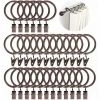 Lot De 30 Anneaux De Rideaux De 38 Mm Avec Clips En Métal Avec Crochets 40 Mm D'épaisseur Marron FUIENKO