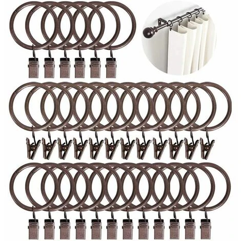 Lot De 30 Anneaux De Rideaux De 38 Mm Avec Clips En Métal Avec Crochets 40 Mm D'épaisseur Marron FUIENKO 1 Lot De 30 Anneaux De Rideaux De 38 Mm Avec Clips En Métal Avec Crochets 40 Mm D'épaisseur Marron FUIENKO