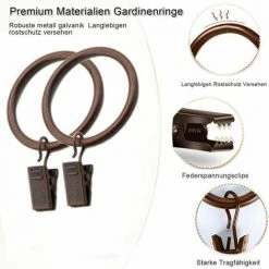 Lot De 30 Anneaux De Rideaux De 38 Mm Avec Clips En Métal Avec Crochets 40 Mm D'épaisseur Marron FUIENKO 6 Lot De 30 Anneaux De Rideaux De 38 Mm Avec Clips En Métal Avec Crochets 40 Mm D'épaisseur Marron FUIENKO -Rideau et tringle Soldes 2024 56060905 3