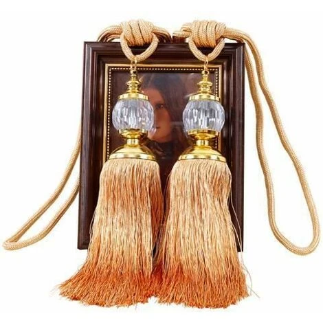 FUIENKO Orange - Rideaux à Franges En Cristal, Style Vintage, 1 Paire, Garniture De Rideau Avec Cordon 1 FUIENKO Orange - Rideaux à Franges En Cristal, Style Vintage, 1 Paire, Garniture De Rideau Avec Cordon