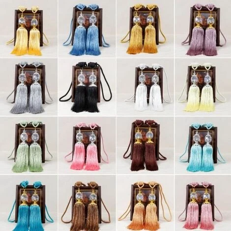 FUIENKO Orange - Rideaux à Franges En Cristal, Style Vintage, 1 Paire, Garniture De Rideau Avec Cordon 2 FUIENKO Orange - Rideaux à Franges En Cristal, Style Vintage, 1 Paire, Garniture De Rideau Avec Cordon – Image 2