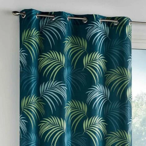 DOUCEUR D INTERIEUR Rideau Tamisant (140 X 260 Cm) Blue Vegetal Bleu 2 DOUCEUR D INTERIEUR Rideau Tamisant (140 X 260 Cm) Blue Vegetal Bleu – Image 2
