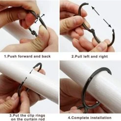 ZHUOXUAN Pinces à Rideaux En Métal Noir Ouvrable, Faciles à Ouvrir Et à Fermer, Diamètre Intérieur De 38 Mm Pour Rideaux Lourds Et Légers (20 Pièces) -Rideau et tringle Soldes 2024 56526602 5