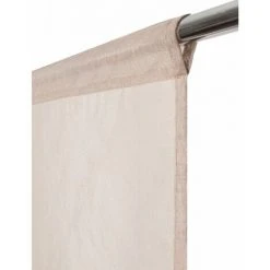 RIDEAUDISCOUNT Vitrage 60 X 110 Cm Passe Tringle Nude Taupe - Naturel
