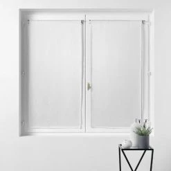 1001KDO POUR LA MAISON Paire De Rideaux Voile 60 X 120 Cm Sandras Blanc -Rideau et tringle Soldes 2024 56677974 3
