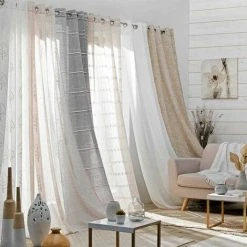 Paris Prix - Rideau Voilage à œillets "aloria" 140x280cm Gris -Rideau et tringle Soldes 2024 57077748 5