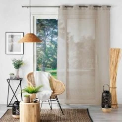 Paris Prix - Rideau Voilage à œillets "sandra" 140x180cm Lin -Rideau et tringle Soldes 2024 57077819 3