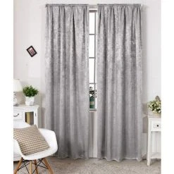 WOLTU Rideaux 2 Pièces Occultant Effet Velours. Suspensions Avec Passe-Tringle. 135x245cm Gris Argent VH5886sg-2
