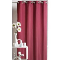 HOMEMAISON Rideau D'Ameublement En Microfibre Uni Rouge 135 X 180 Cm - Rouge