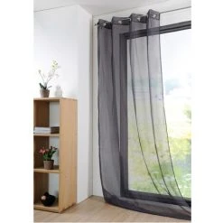 HOMEMAISON Voilage Uni Léger Avec 16 Coloris Anthracite 135 X 260 Cm - Anthracite