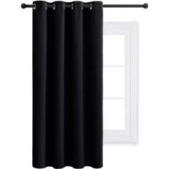Fei Yu Rideau à Oeillets Thermique - Rideaux Occultants De Fenêtre Décoration De Fenêtre Pour Maison Chambre Lumineux Bloquer Prêt à Poser, Largeur 132 X Hauteur 158 Cm, 1 Panneau, Noir
