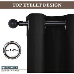 Fei Yu Rideau à Oeillets Thermique - Rideaux Occultants De Fenêtre Décoration De Fenêtre Pour Maison Chambre Lumineux Bloquer Prêt à Poser, Largeur 132 X Hauteur 158 Cm, 1 Panneau, Noir -Rideau et tringle Soldes 2024 57875935 3