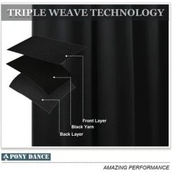 Fei Yu Rideau à Oeillets Thermique - Rideaux Occultants De Fenêtre Décoration De Fenêtre Pour Maison Chambre Lumineux Bloquer Prêt à Poser, Largeur 132 X Hauteur 158 Cm, 1 Panneau, Noir -Rideau et tringle Soldes 2024 57875935 4