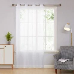 Deconovo Lot De 1 Rideau Voilage Salon Chambre, 140x180 Cm, Blanc