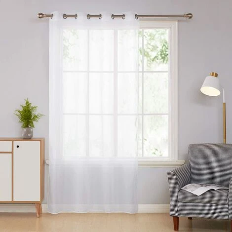Deconovo Lot De 1 Rideau Voilage Salon Chambre, 140x180 Cm, Blanc 1 Deconovo Lot De 1 Rideau Voilage Salon Chambre, 140x180 Cm, Blanc