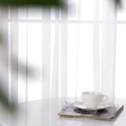 Deconovo Lot De 1 Rideau Voilage Salon Chambre, 140x180 Cm, Blanc 9 Deconovo Lot De 1 Rideau Voilage Salon Chambre, 140x180 Cm, Blanc -Rideau et tringle Soldes 2024 58079892 5